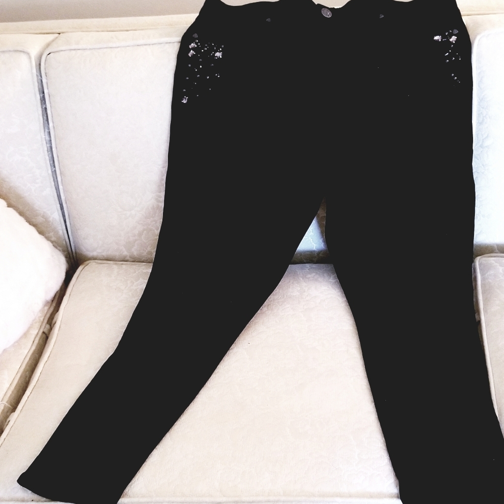 KUT FROM THE KLOTH BLACK STRAIGHT LEG JEANS WITH E